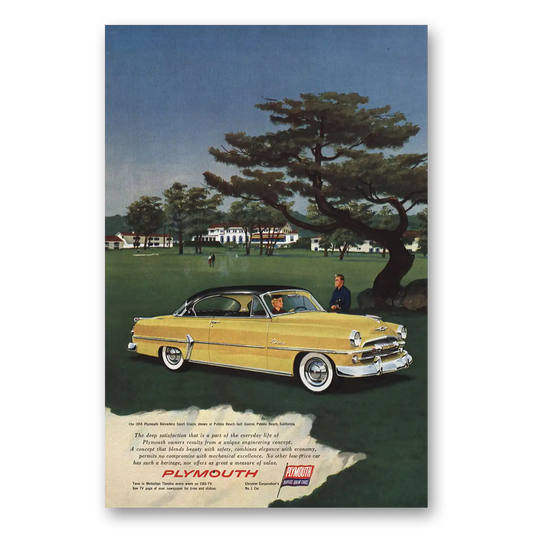 1954 Plymouth Belvedere Deep Satisfaction Part of Everyday Life Vintage Magazine Print Ad