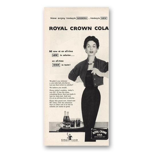 1954 Royal Crown Cola All Time Low in Calories Vintage Magazine Print Ad