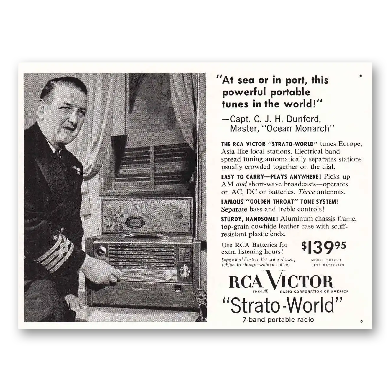 1954 RCA Victor Radios At Sea or In Port Vintage Magazine Print Ad