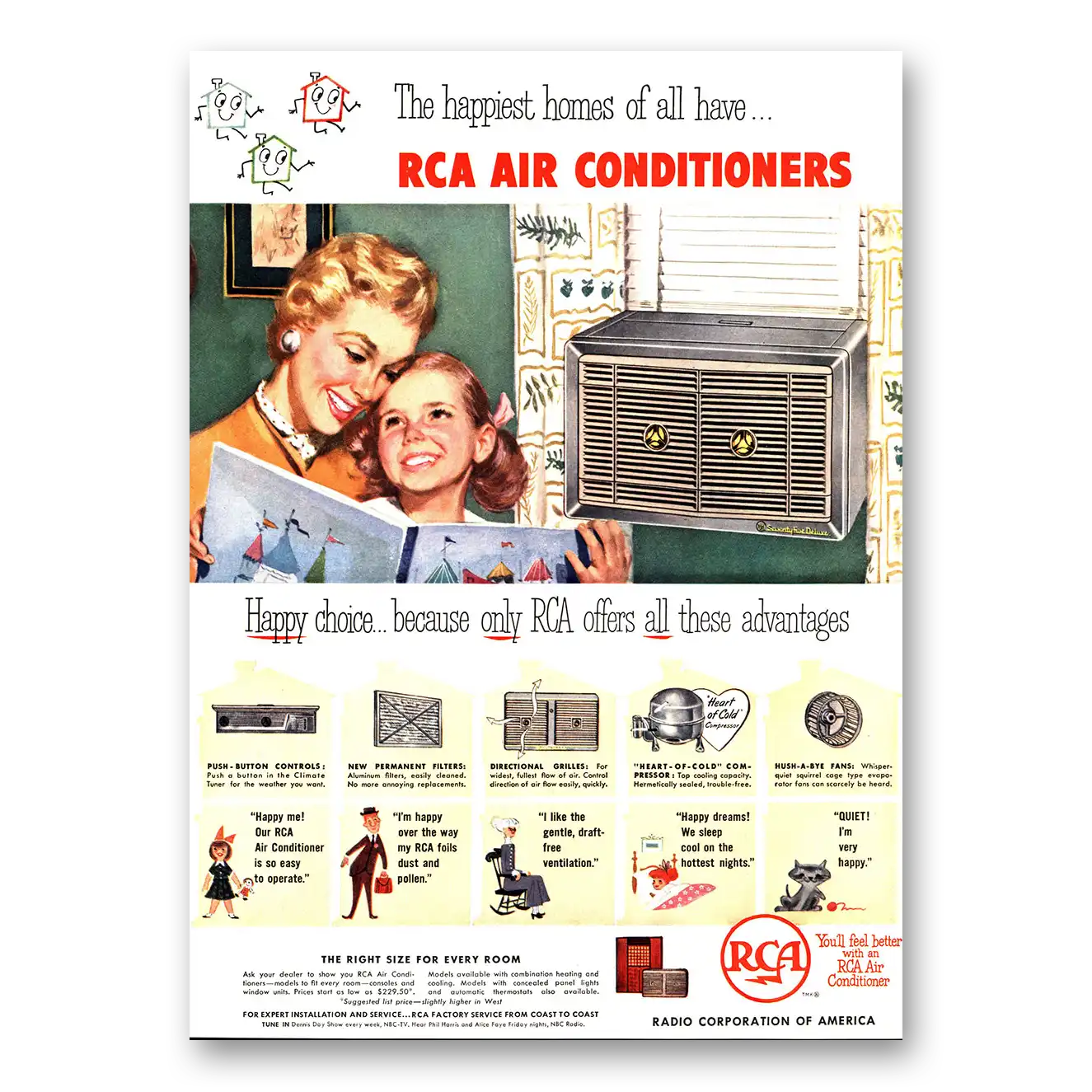 1954 RCA Air Conditioner Happiest Homes of All Vintage Magazine Print Ad