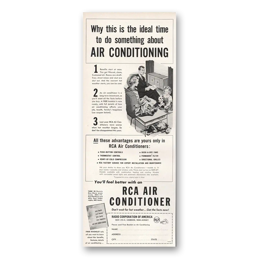 1954 RCA Air Conditioner Ideal Time to Do Something Vintage Magazine Print Ad