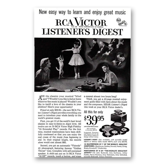 1954 RCA Victor Listeners Digest New Easy Way to Learn and Enjoy Great Music Vintage Magazine Print Ad