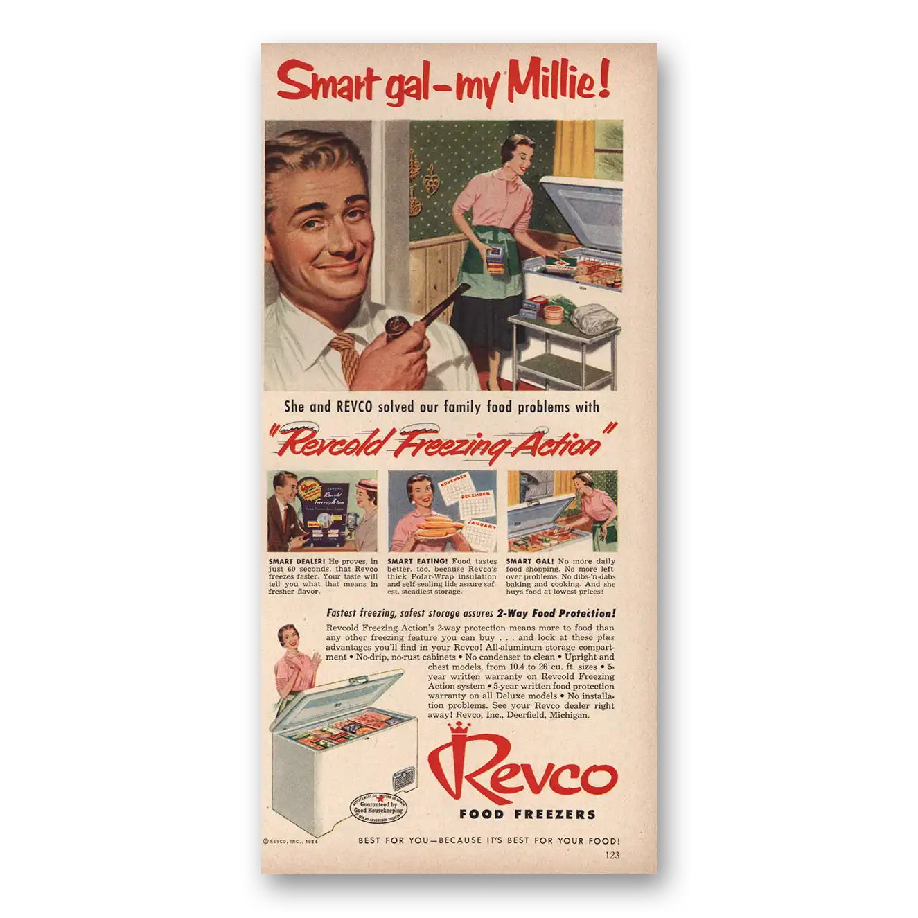 1954 Revco Freezers Food Freezers Smart Gal My Millie Vintage Magazine Print Ad