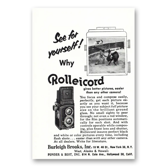 1954 Rolleicord Camera See For Yourself Vintage Magazine Print Ad