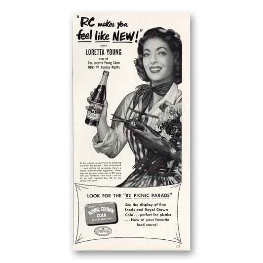 1954 Royal Crown Cola Loretta Young Vintage Magazine Print Ad