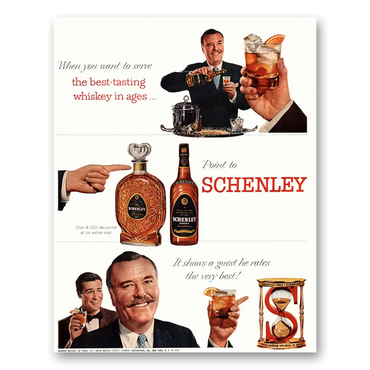 1954 Schenley Whiskey Best Tasting Whiskey In Ages Vintage Magazine Print Ad