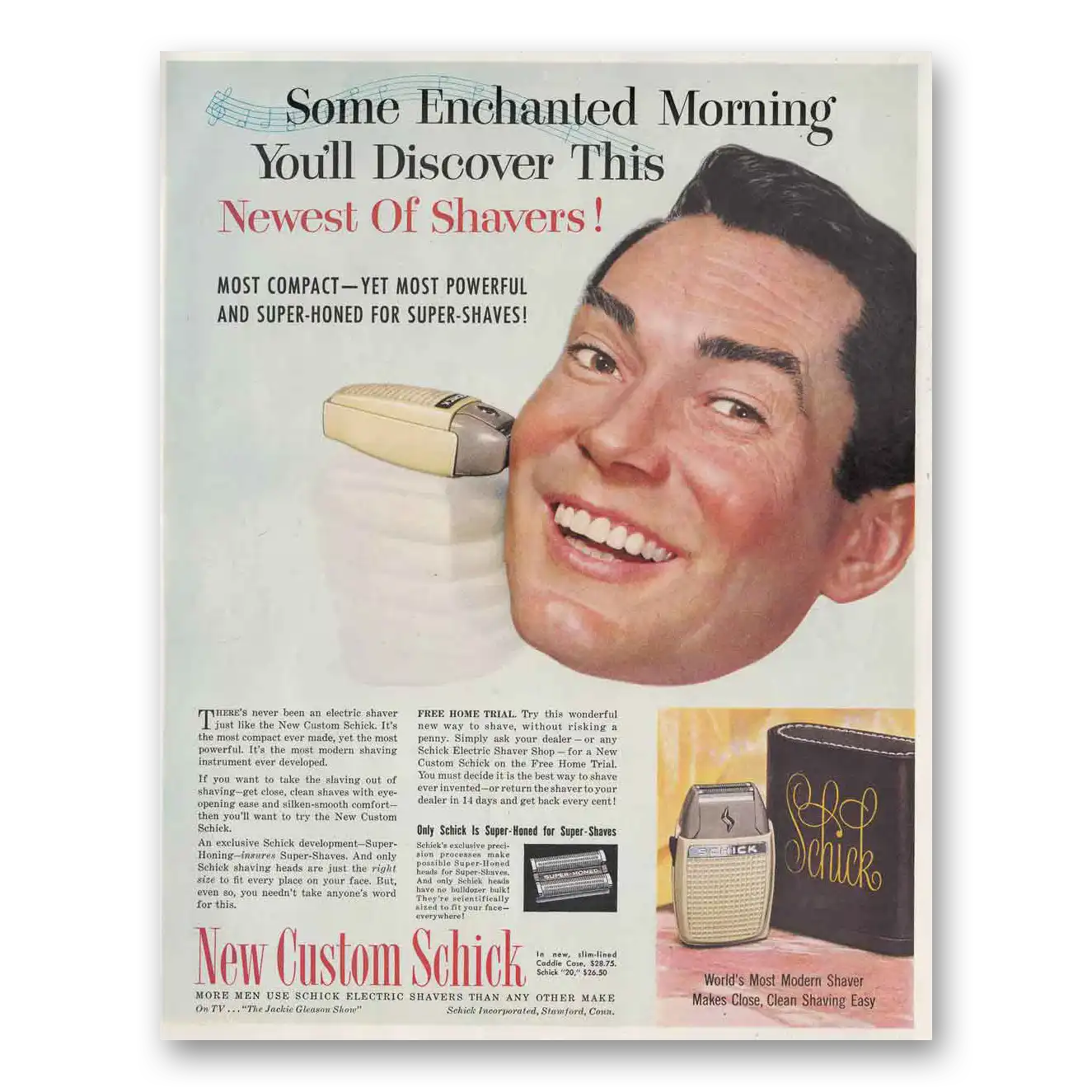 1954 Schick Electric Shaver Some Enchanted Morning Vintage Magazine Print Ad