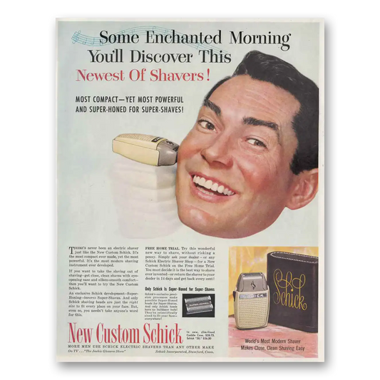 1954 Schick Electric Shaver Some Enchanted Morning Vintage Magazine Print Ad