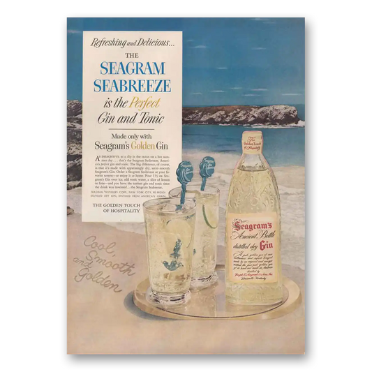 1954 Seagrams Ancient Bottle Gin Seabreeze Gin and Tonic Vintage Magazine Print Ad