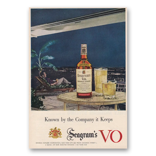 1954 Seagrams VO Whisky Known By the Company It Keeps Vintage Magazine Print Ad