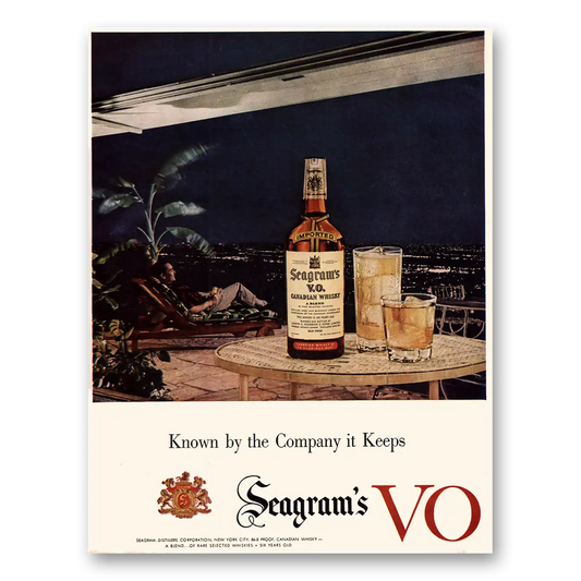 1954 Seagrams VO Whisky Known By the Company It Keeps Vintage Magazine Print Ad