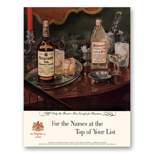 1954 Seagrams VO Whisky Names At the Top of Your List Vintage Magazine Print Ad