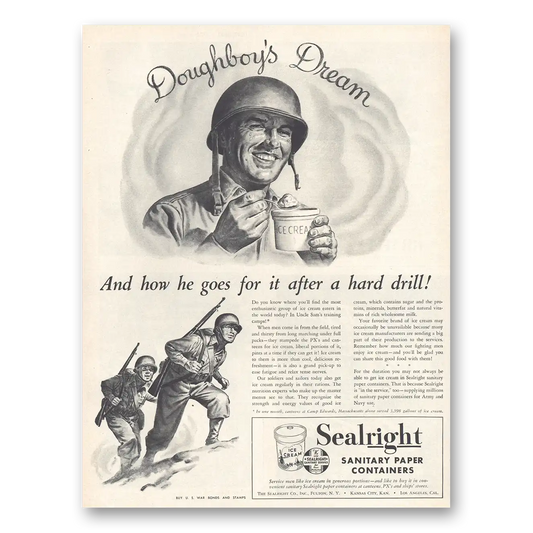 1954 Sealright Sanitary Paper Containers Doughboys Dream And How He Goes For It Vintage Magazine Print Ad