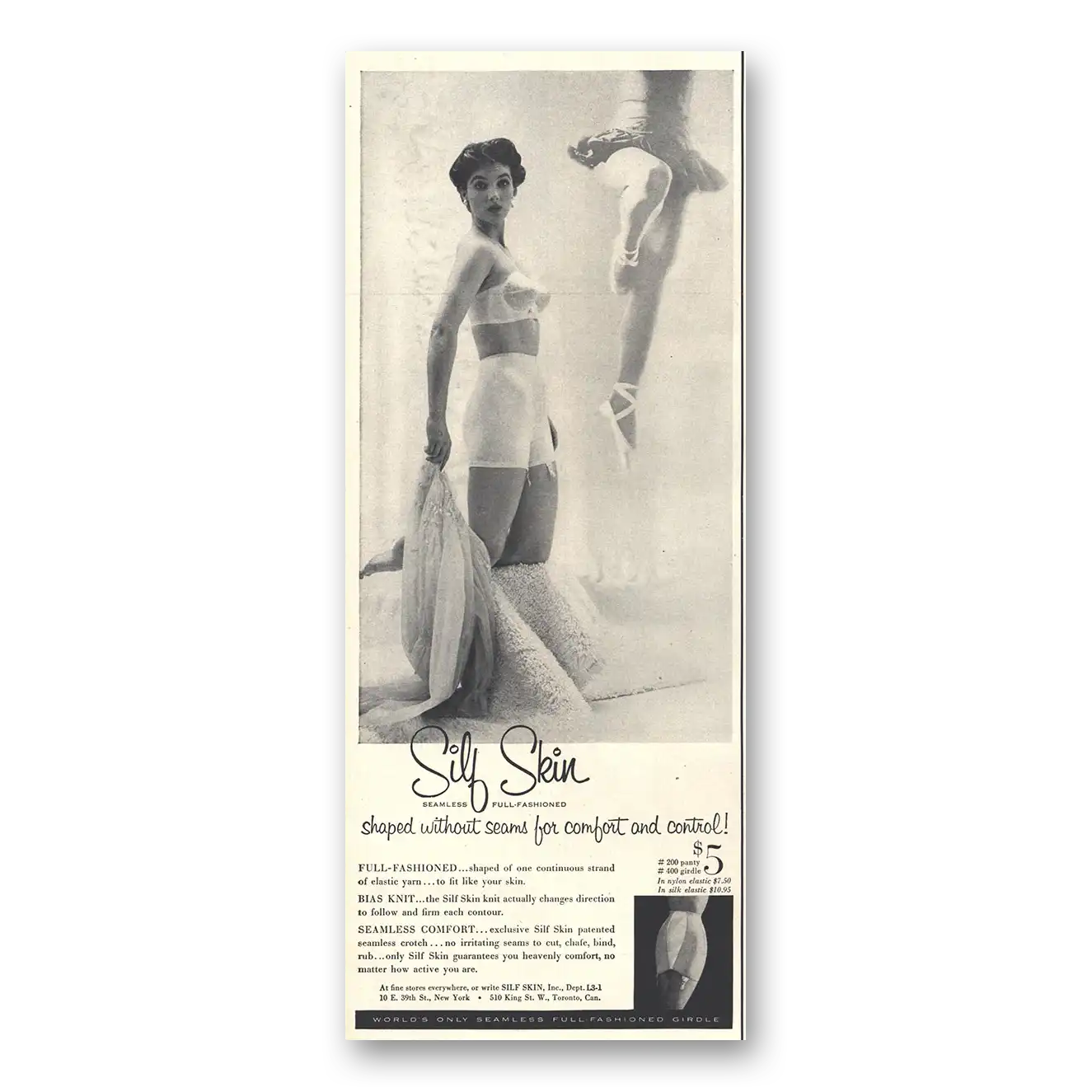 1954 Silf Skin Shaped Without Seams Vintage Magazine Print Ad