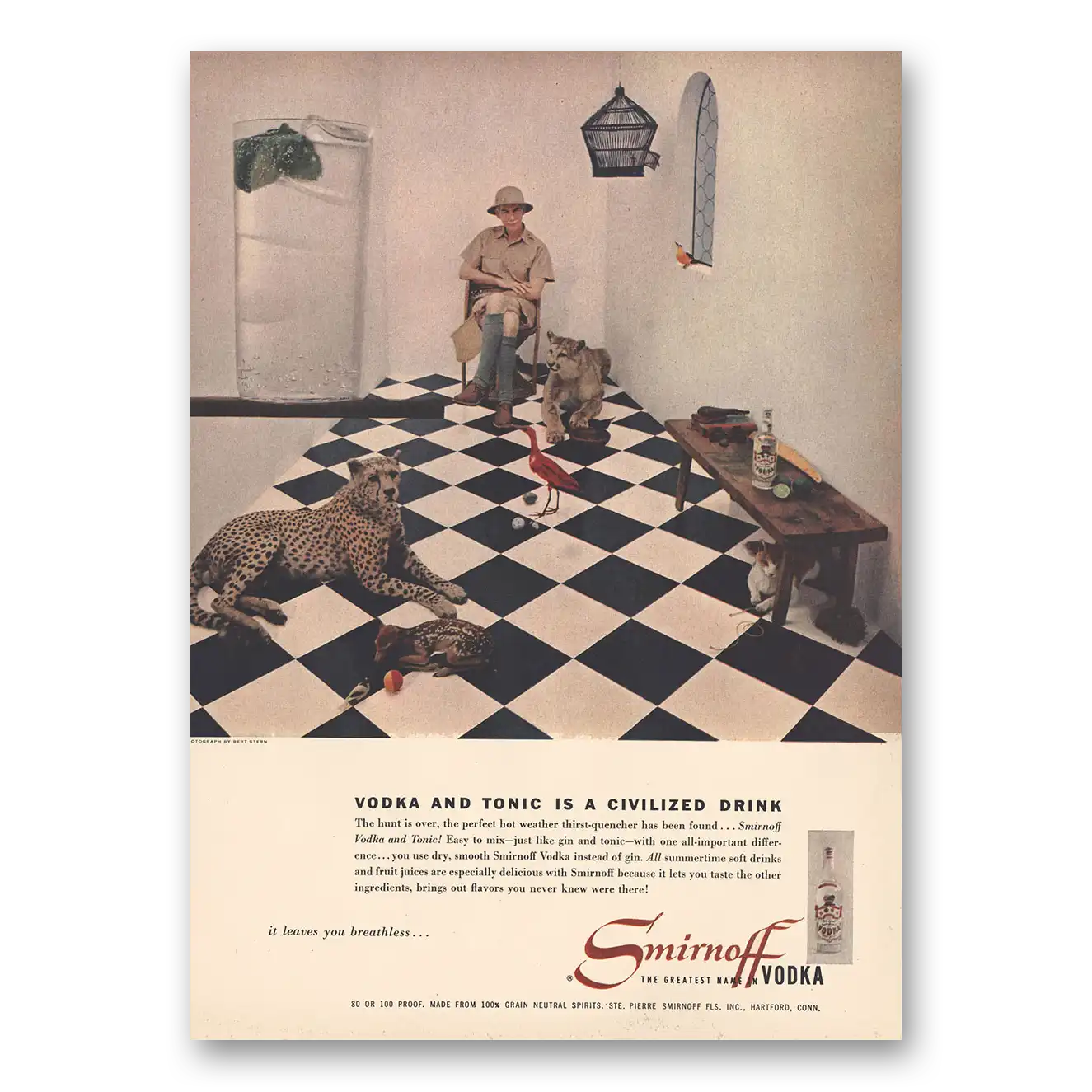 1954 Smirnoff Vodka Vodka and Tonic Is a Civilized Drink Vintage Magazine Print Ad