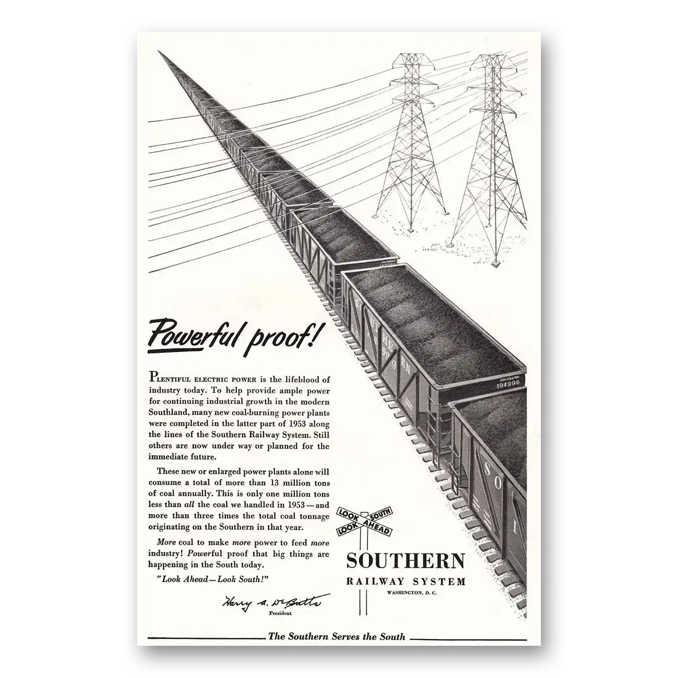 1954 Southern Railway Powerful Proof Vintage Magazine Print Ad