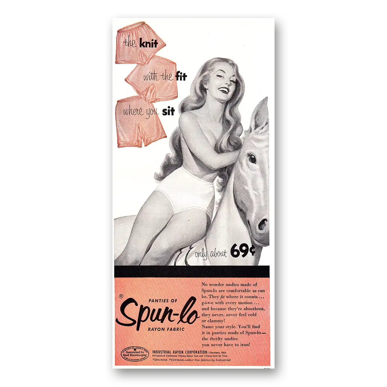 1954 Spun Lo Panties Knit with the Fit Vintage Magazine Print Ad