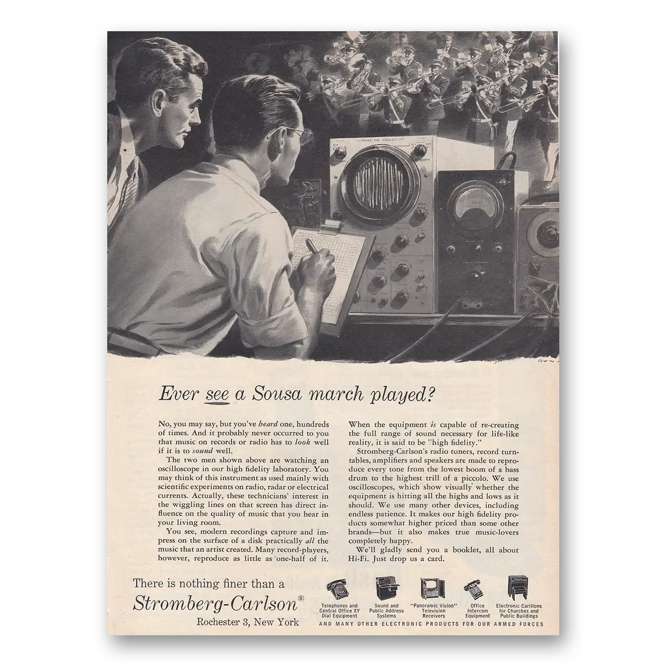 1954 Stromberg Carlson Radios Ever See a Sousa March Played Vintage Magazine Print Ad