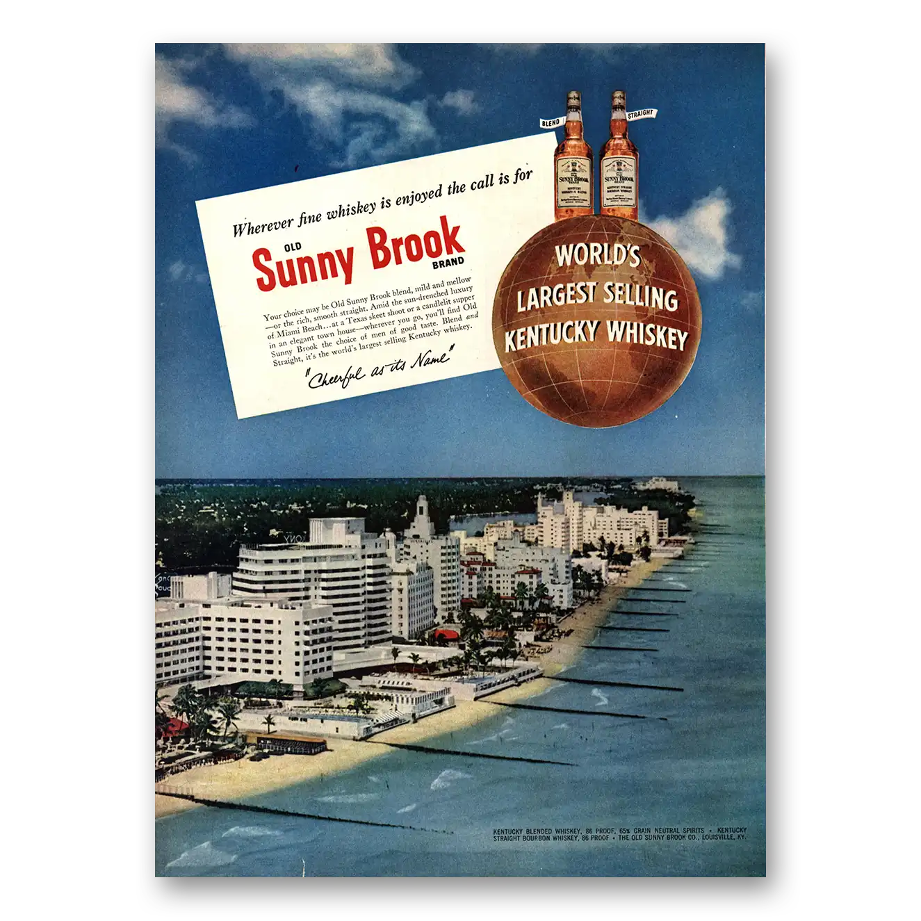 1954 Sunny Brook Whiskey Worlds Largest Selling Kentucky Whiskey Vintage Magazine Print Ad