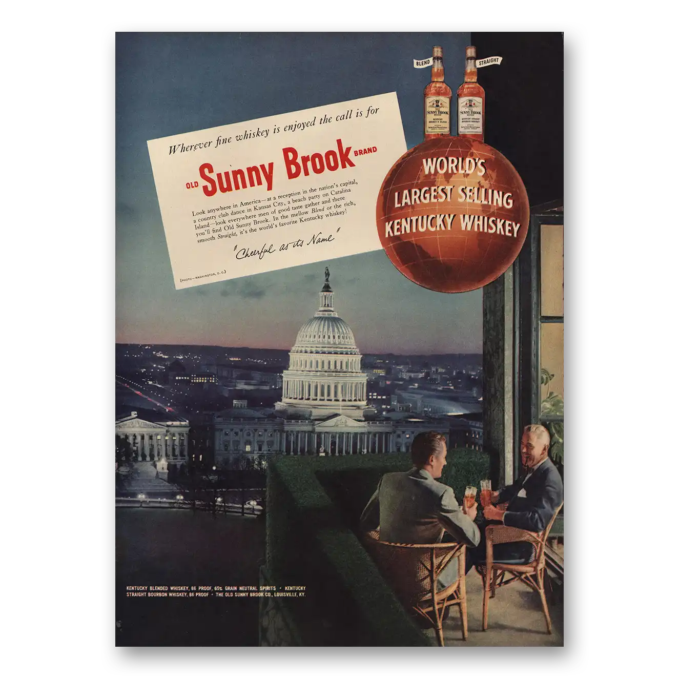 1954 Sunny Brook Whiskey Whiskey Cheerful As Its Name Vintage Magazine Print Ad