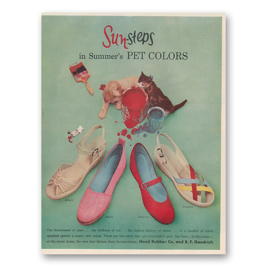 1954 Sun Steps Shoes Summers Pet Colors Vintage Magazine Print Ad