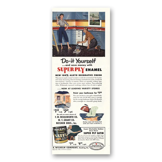 1954 Super Ply Enamel Paint Do It Yourself Vintage Magazine Print Ad