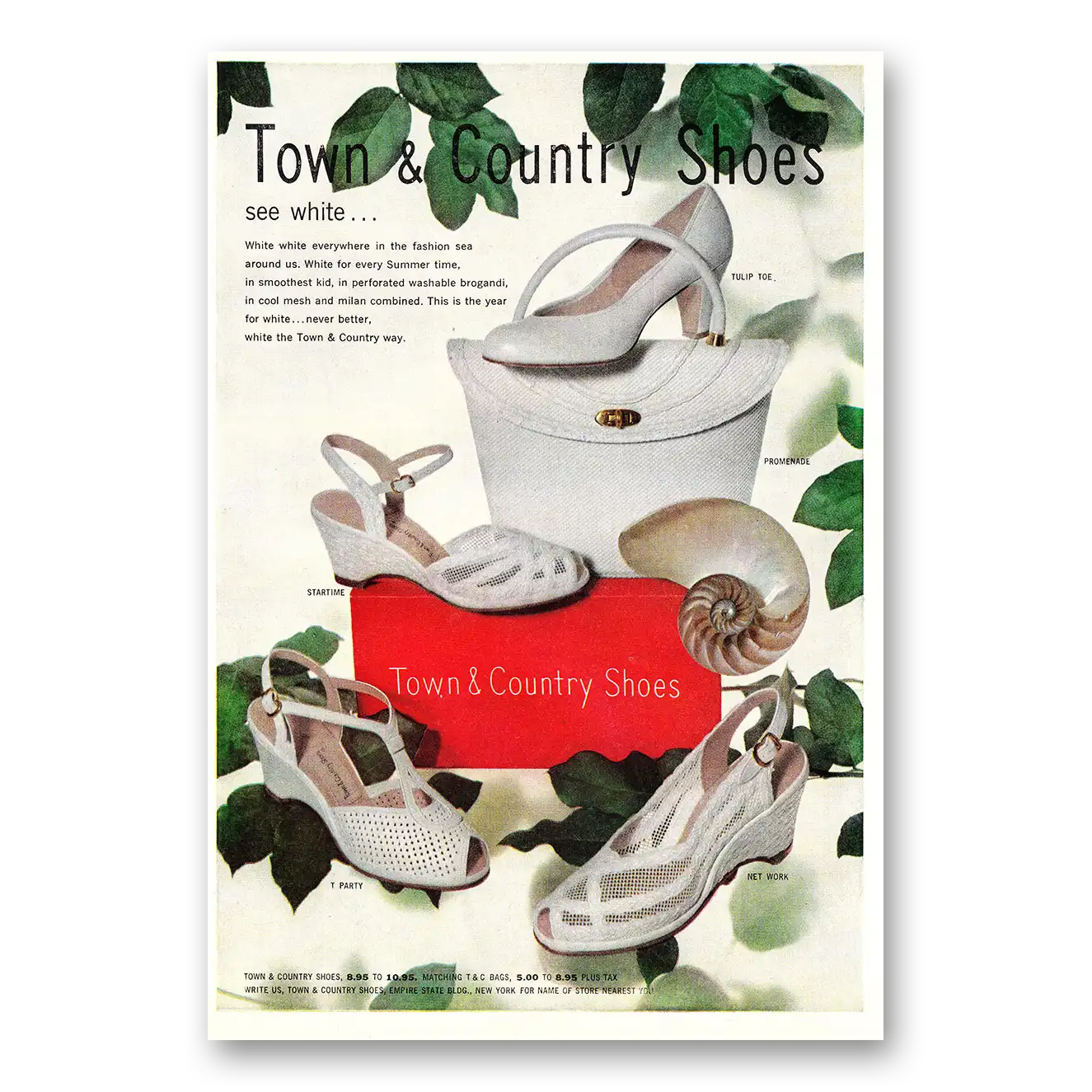 1954 Town & Country Shoes See White Everywhere Vintage Magazine Print Ad