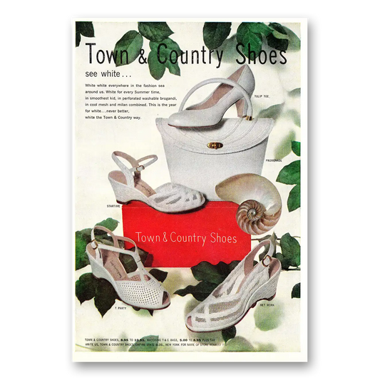 1954 Town & Country Shoes See White Everywhere Vintage Magazine Print Ad