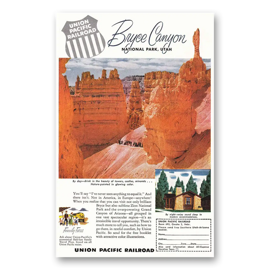 1954 Union Pacific Railroad Bryce Canyon Utah Vintage Magazine Print Ad