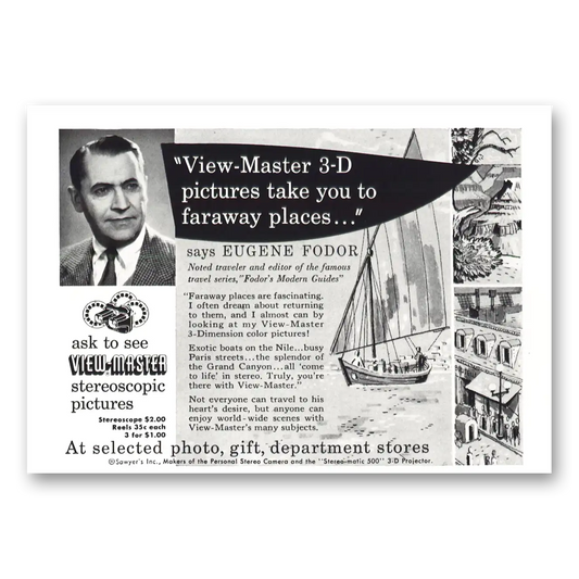 1954 View Master Eugene Fodor 3D Pictures Vintage Magazine Print Ad