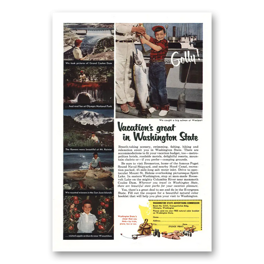 1954 Washington Golly Grand Coulee Dam Olympic Vintage Magazine Print Ad