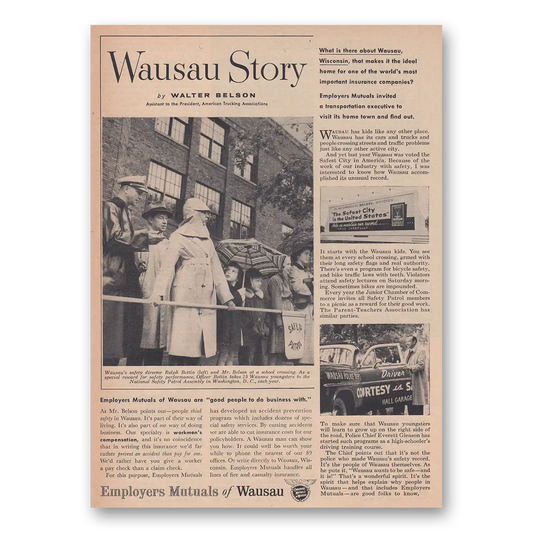 1954 Employers Insurance of Wausau Wausau Story Vintage Magazine Print Ad