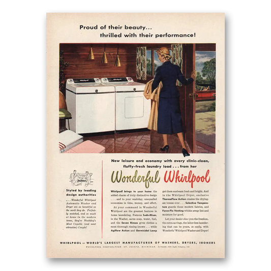 1954 Whirlpool Proud of Their Beauty Vintage Magazine Print Ad