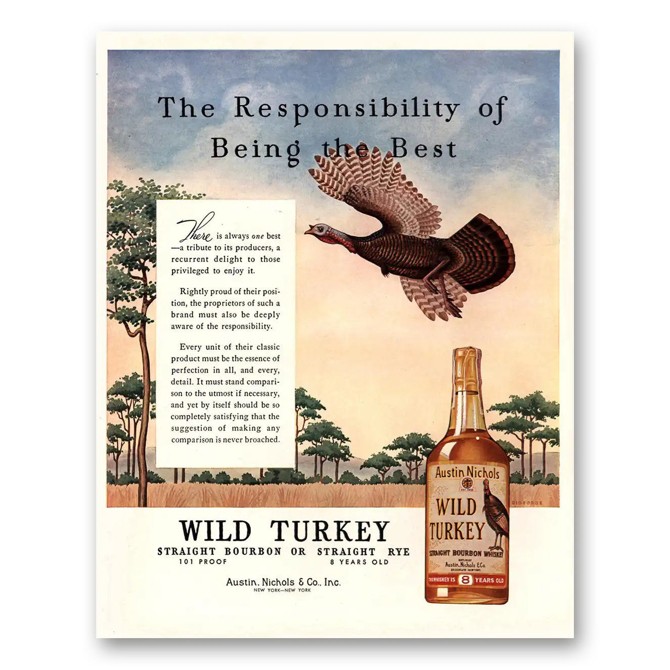 1954 Wild Turkey Bourbon Whiskey There Is Always One Best Vintage Magazine Print Ad