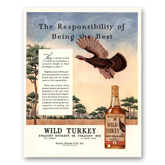 1954 Wild Turkey Bourbon Whiskey There Is Always One Best Vintage Magazine Print Ad