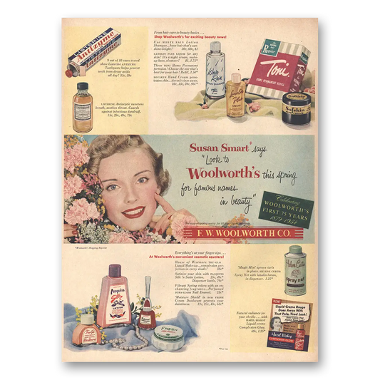 1954 Woolworths Susan Smart Famous Names in Beauty Vintage Magazine Print Ad