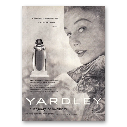 1954 Bond Street Perfume Lovely Lady Garmented in Light From Her Own Beauty Vintage Magazine Print Ad