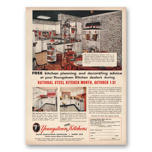 1954 Youngstown Kitchens National Steel Kitchen Month Vintage Magazine Print Ad