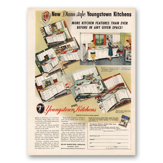 1954 Youngstown Kitchens Diana Style Vintage Magazine Print Ad