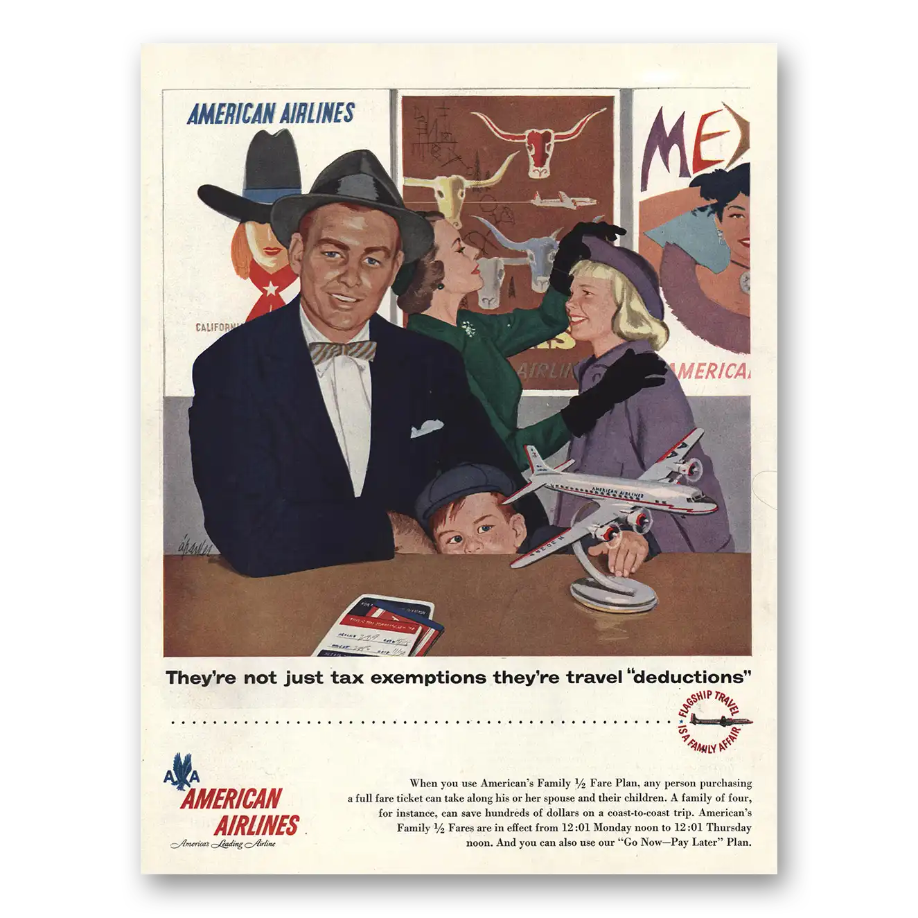 1955 American Airlines Travel Deductions Vintage Magazine Print Ad