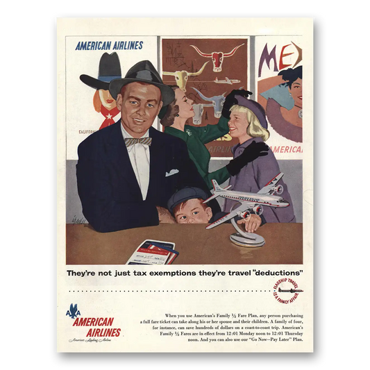 1955 American Airlines Travel Deductions Vintage Magazine Print Ad