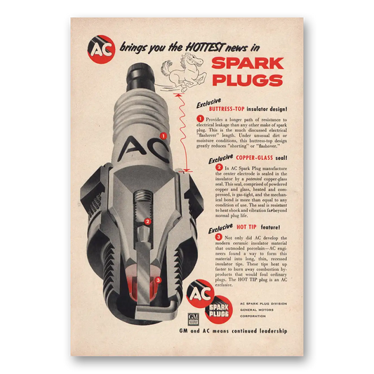 1955 AC Spark Plugs Hottest News Vintage Magazine Print Ad