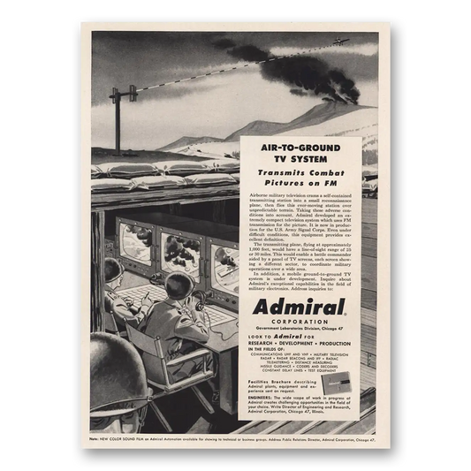 1955 Admiral Television Air to Ground TV System Vintage Magazine Print Ad