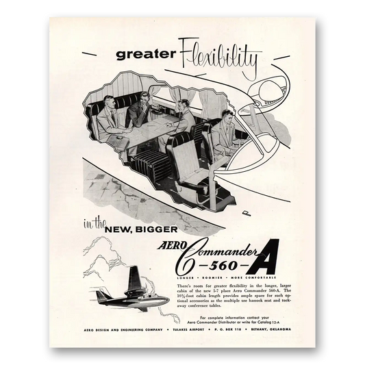 1955 Aero Commander Greater Flexibility Vintage Magazine Print Ad