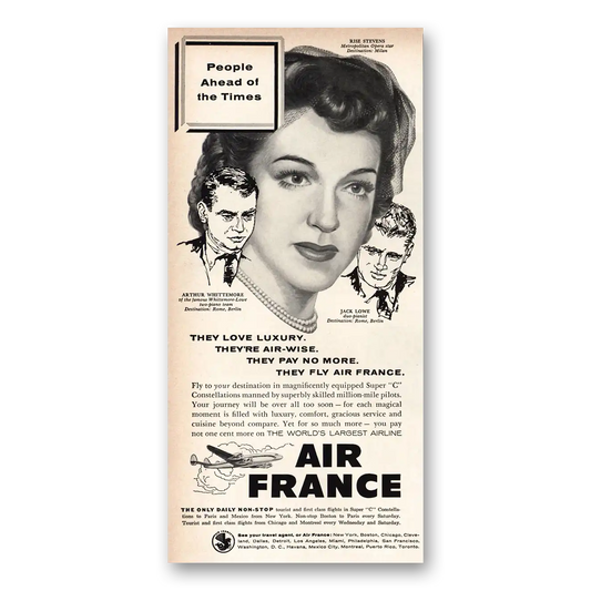 1955 Air France People Ahead of the Times Rise Stevens Vintage Magazine Print Ad