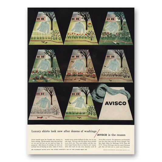 1955 Avisco Luxury Shirts Look New Vintage Magazine Print Ad