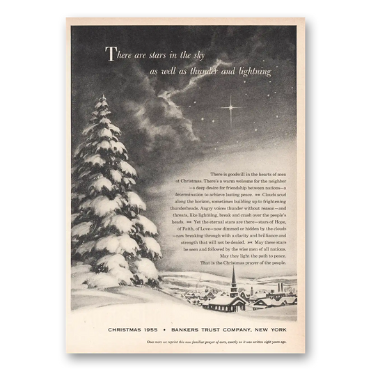 1955 Bankers Trust Stars In the Sky Christmas Vintage Magazine Print Ad