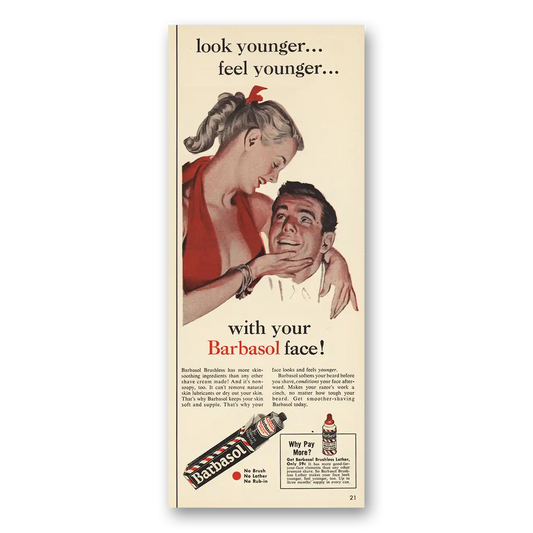 1955 Barbasol Shaving Cream Feel Younger Vintage Magazine Print Ad