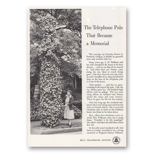 1955 Bell Telephone Telephone Pole Memorial Vintage Magazine Print Ad