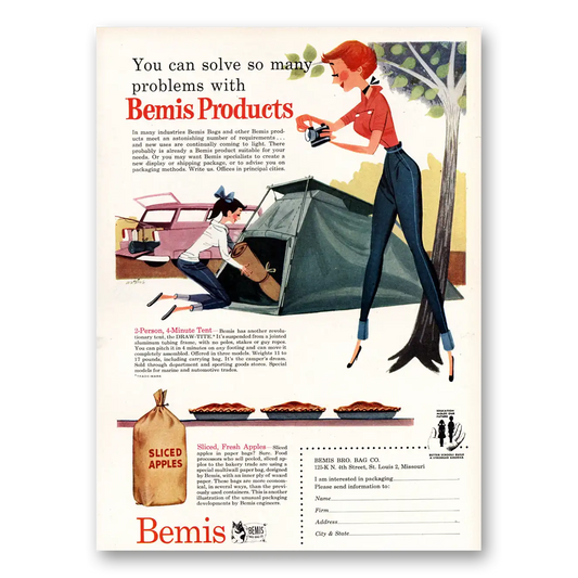 1955 Bemis Solve So Many Problems Vintage Magazine Print Ad